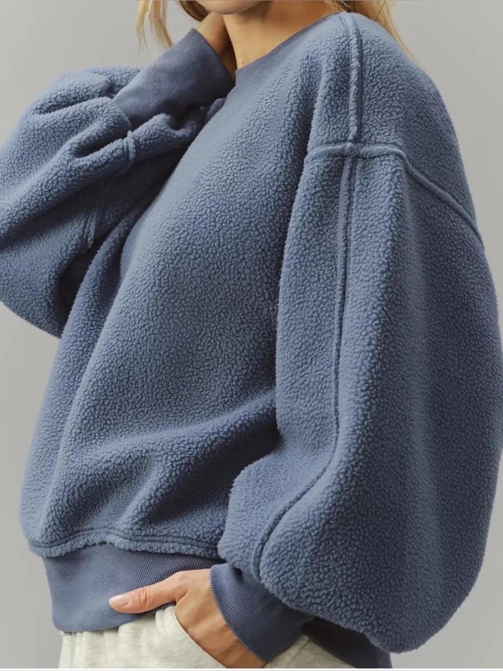 Anthropologie Pilcro Slouchy Crew-Neck Oversized‎ Sweatshirt Size L NWT In Blue - Picture 2 of 11